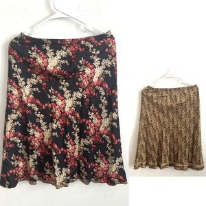 Y2K ROBBIE Skirt Slip Romantic Silk 6 Floral Reversible Print Midi Forest Fairy